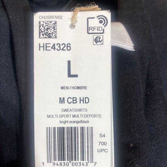 Adidas men’s hoodie bright orange multi size large new - Picture 4 of 6